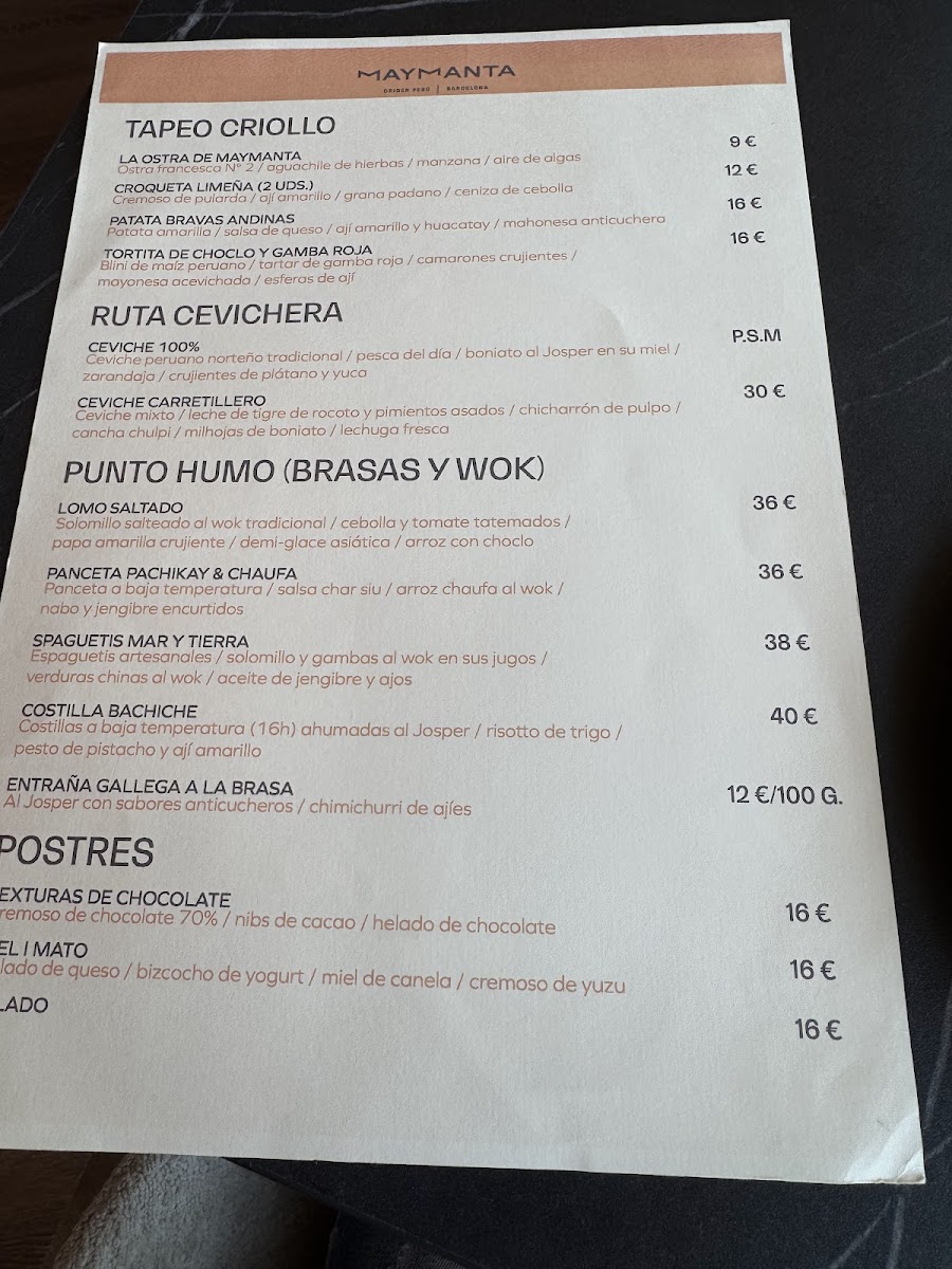 Menu - Maymanta | Barcelona photo 1